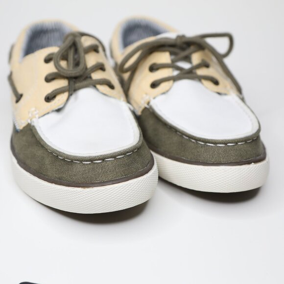 G.H. Bass & Co Canvas Deck Boat Shoes Moc Toe Loafers Preppy Yellow Green White - Picture 9 of 14